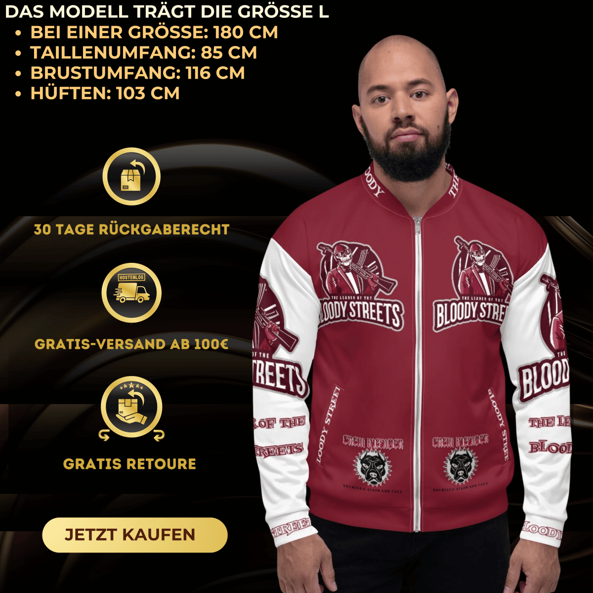 BLOODY STREETS Leader Jacke - BLOODY - STREETS.DE Streetwear Herren und Damen Hoodies, T-Shirts, Pullis