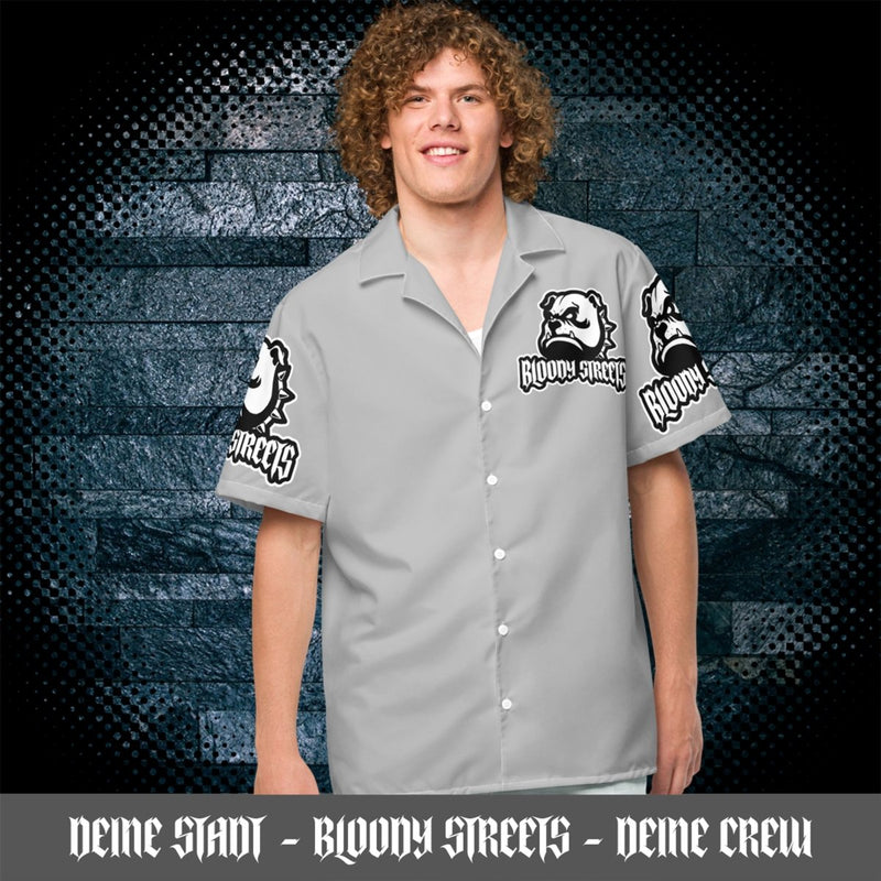 Streetwear Unisex Hemd - Black Bloody Streets Dog Grey