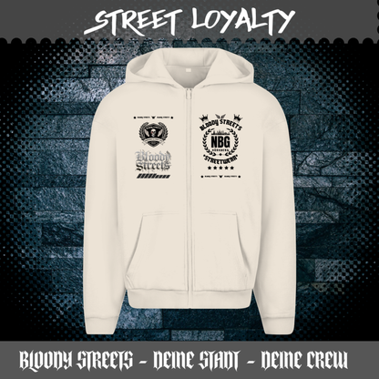 Herren Oversize Zipper Hoodie Dead Skull HOODIE beige