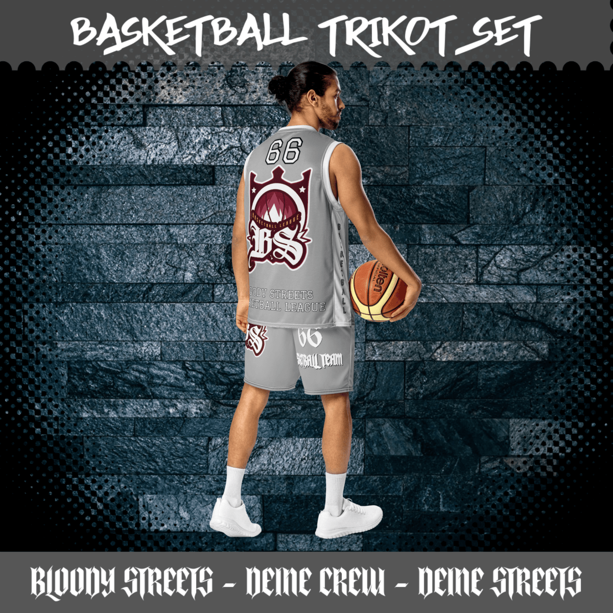 Basketball Trikot Spar - Set Gray - BLOODY - STREETS.DE Streetwear Herren und Damen Hoodies, T-Shirts, Pullis