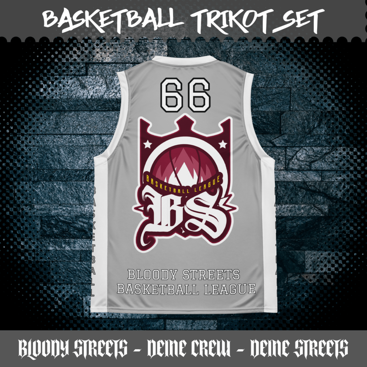 Basketball Trikot Spar - Set Gray - BLOODY - STREETS.DE Streetwear Herren und Damen Hoodies, T-Shirts, Pullis