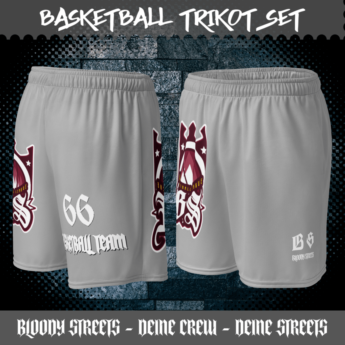 Basketball Trikot Spar - Set Gray - BLOODY - STREETS.DE Streetwear Herren und Damen Hoodies, T-Shirts, Pullis