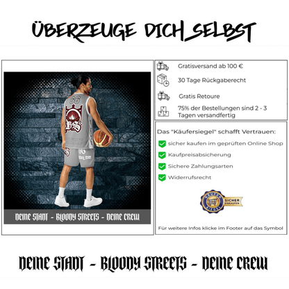Basketball Trikot Spar - Set Gray - BLOODY - STREETS.DE Streetwear Herren und Damen Hoodies, T-Shirts, Pullis