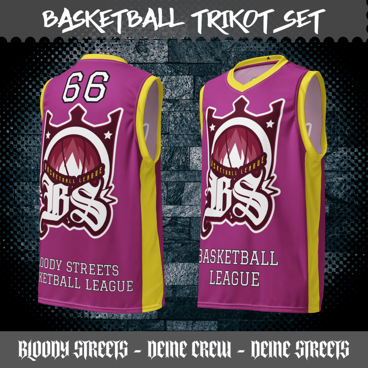 Basketball Trikot Spar - Set Purple - BLOODY - STREETS.DE Streetwear Herren und Damen Hoodies, T-Shirts, Pullis