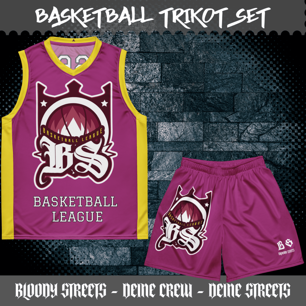 Basketball Trikot Spar - Set Purple - BLOODY - STREETS.DE Streetwear Herren und Damen Hoodies, T-Shirts, Pullis