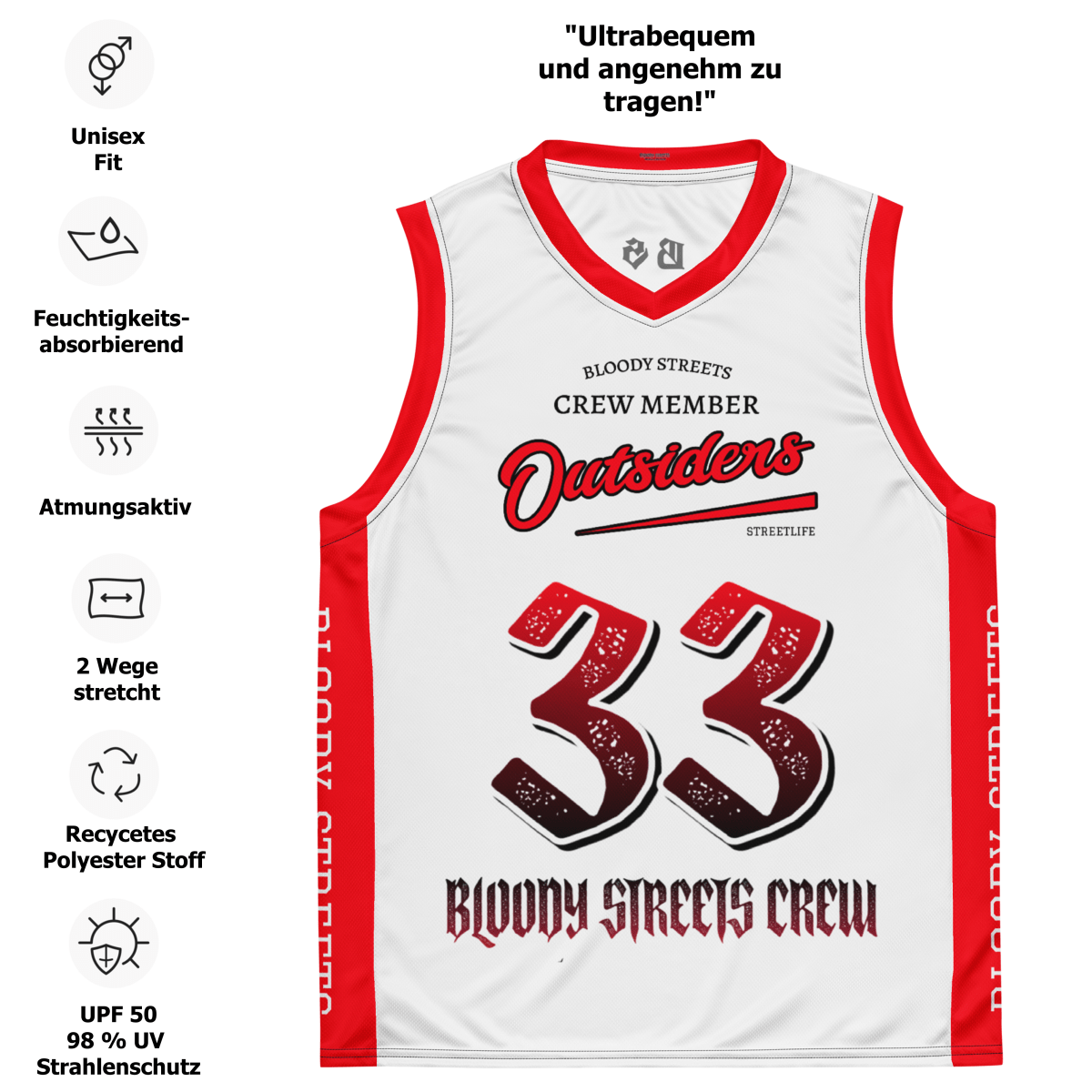 Basketball Trikot Spar - Set White - BLOODY - STREETS.DE Streetwear Herren und Damen Hoodies, T-Shirts, Pullis