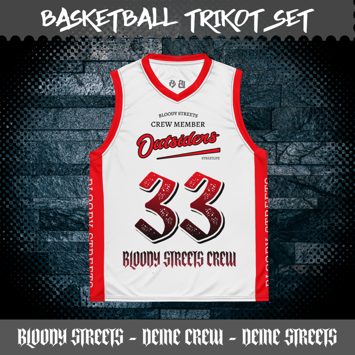 Basketball Trikot Spar - Set White - BLOODY - STREETS.DE Streetwear Herren und Damen Hoodies, T-Shirts, Pullis