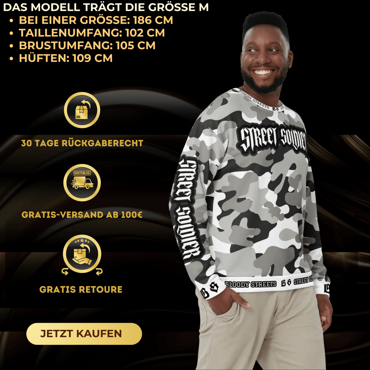 Bloody Camouflage Bull Dog Street Soldier Pullover - BLOODY - STREETS.DE Streetwear Herren und Damen Hoodies, T-Shirts, Pullis