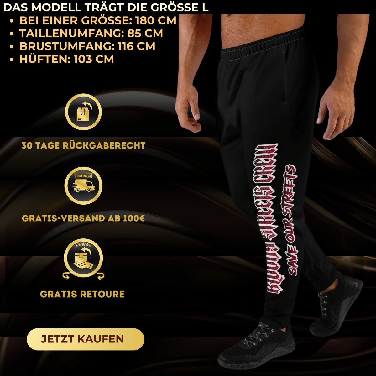 Bloody Streets Crew Herren-Jogginghose Black - BLOODY-STREETS.DE Streetwear Herren und Damen Hoodies, T-Shirts, Pullis