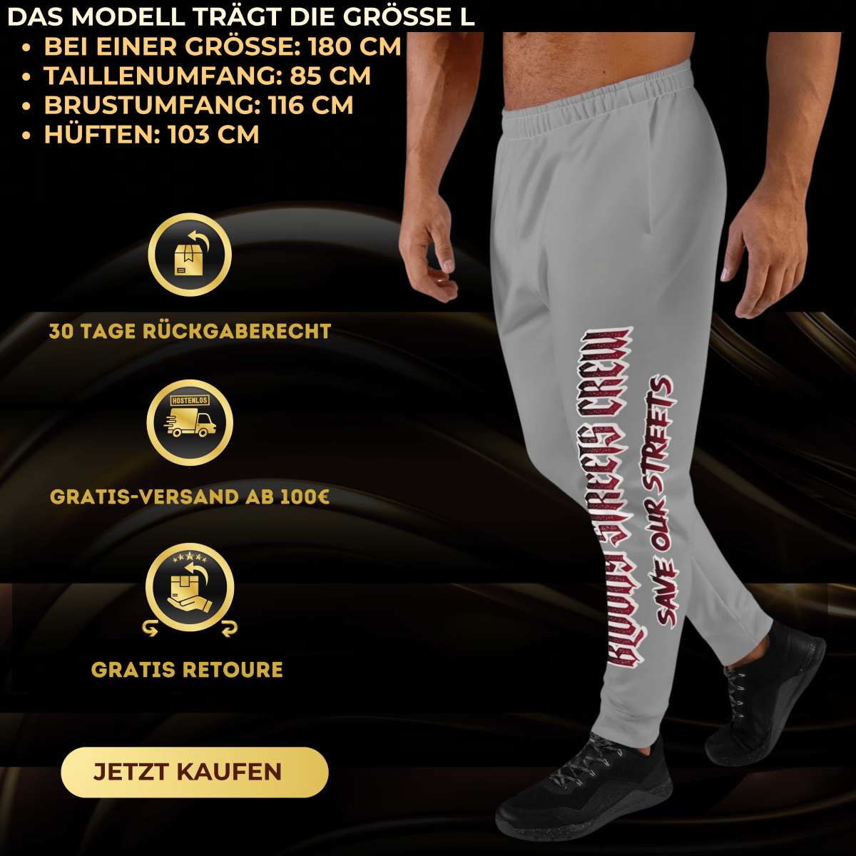 Bloody Streets Crew Herren-Jogginghose Gray Herren - BLOODY-STREETS.DE Streetwear Herren und Damen Hoodies, T-Shirts, Pullis