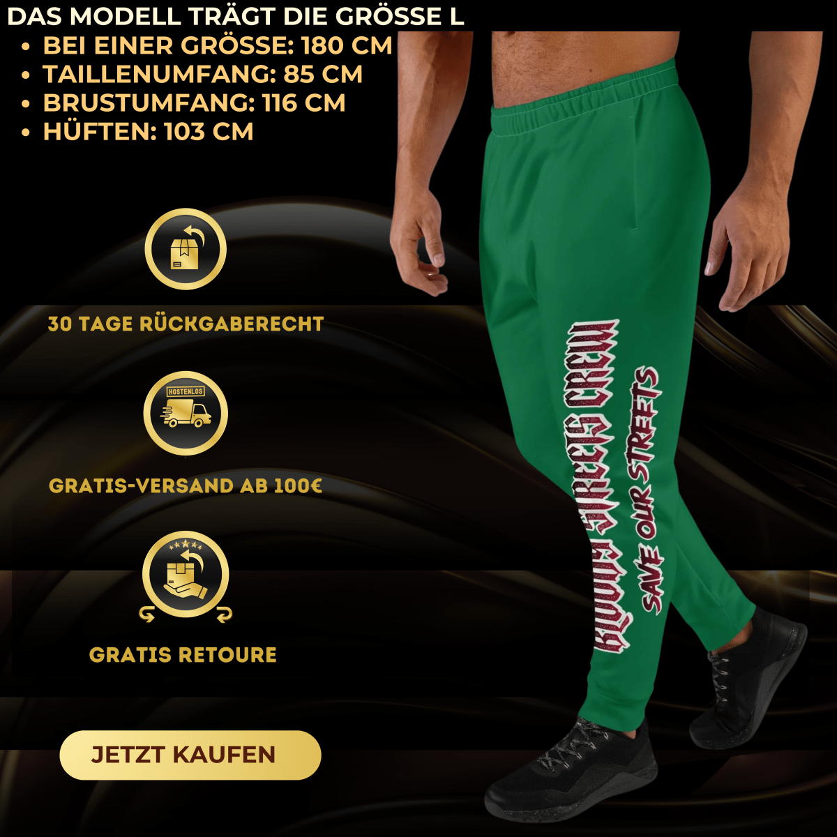 Bloody Streets Crew Herren-Jogginghose Green Herren - BLOODY-STREETS.DE Streetwear Herren und Damen Hoodies, T-Shirts, Pullis