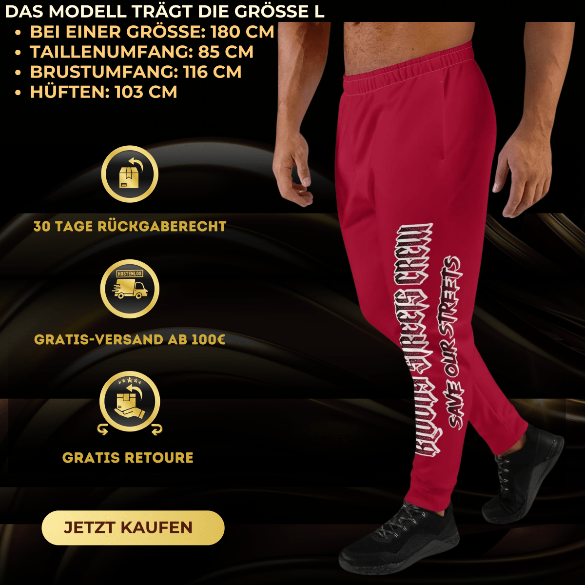 Bloody Streets Crew Herren-Jogginghose Rot Herren - BLOODY-STREETS.DE Streetwear Herren und Damen Hoodies, T-Shirts, Pullis