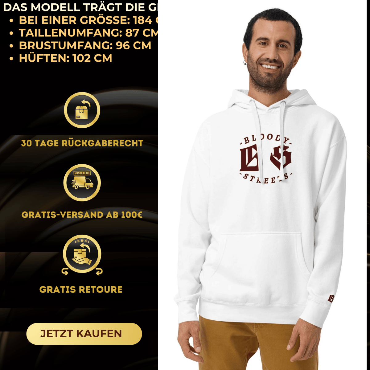 BLOODY STREETS Crew Member "Save our Streets! - BLOODY - STREETS.DE Streetwear Herren und Damen Hoodies, T-Shirts, Pullis