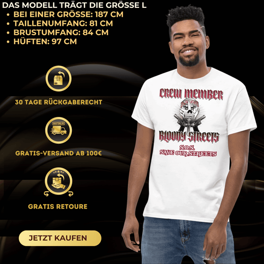 Bloody Streets Crew Member Streetwear T-Shirt - BLOODY - STREETS.DE Streetwear Herren und Damen Hoodies, T-Shirts, Pullis