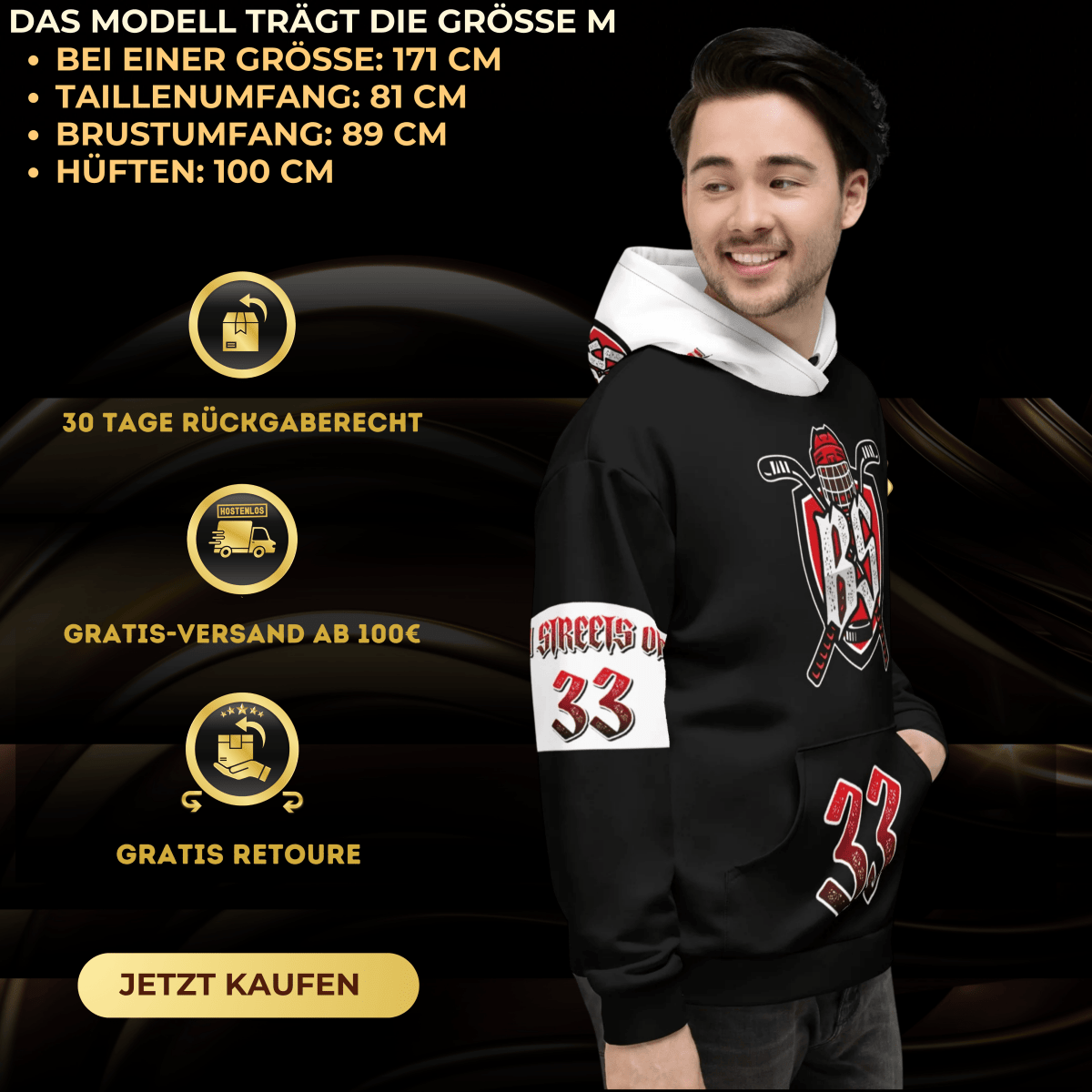 Bloody Streets Hockey Unisex Hoodie - BLOODY - STREETS.DE Streetwear Herren und Damen Hoodies, T-Shirts, Pullis