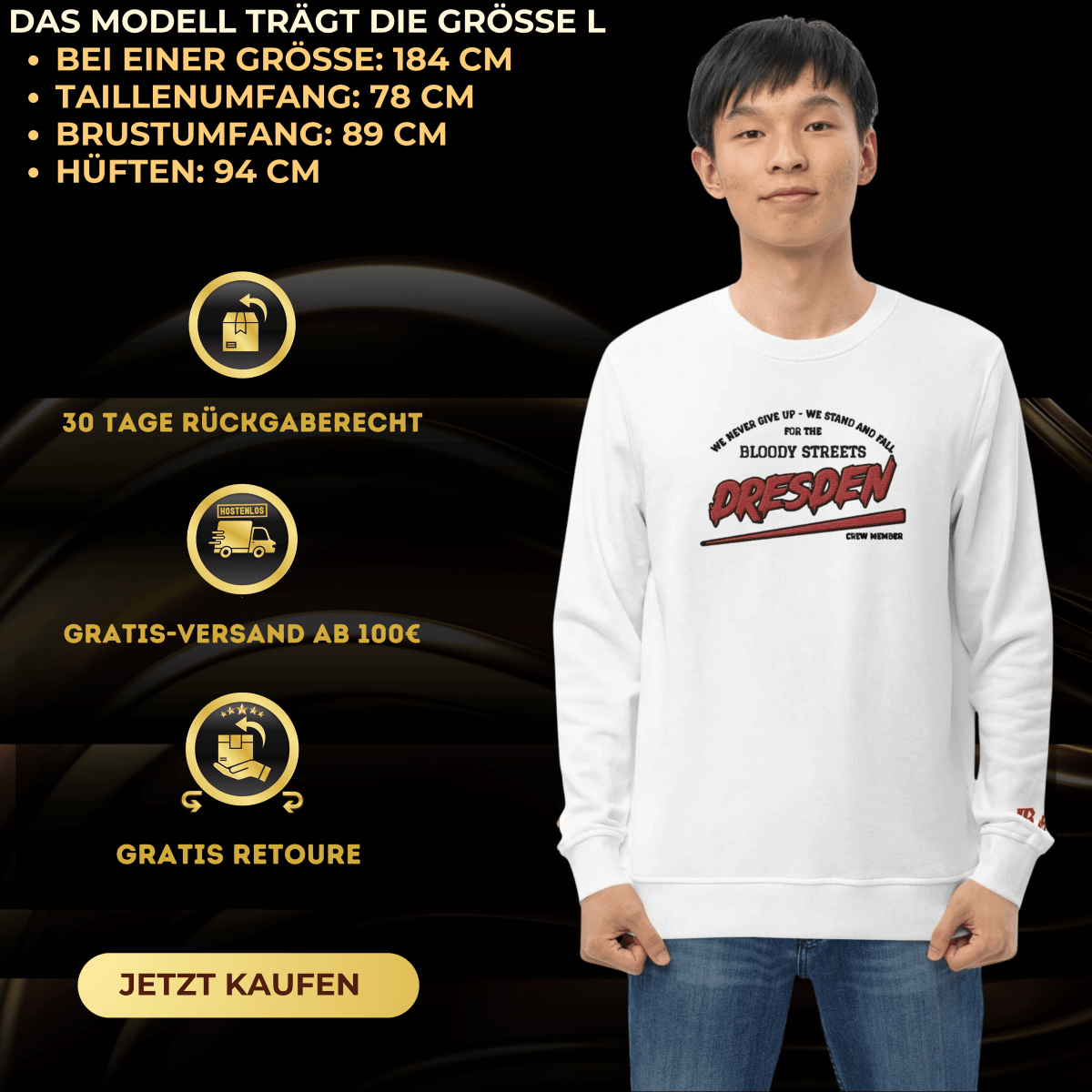 BS CITY Dresden Crew Member Red "Lady" Pullover - BLOODY - STREETS.DE Streetwear Herren und Damen Hoodies, T-Shirts, Pullis