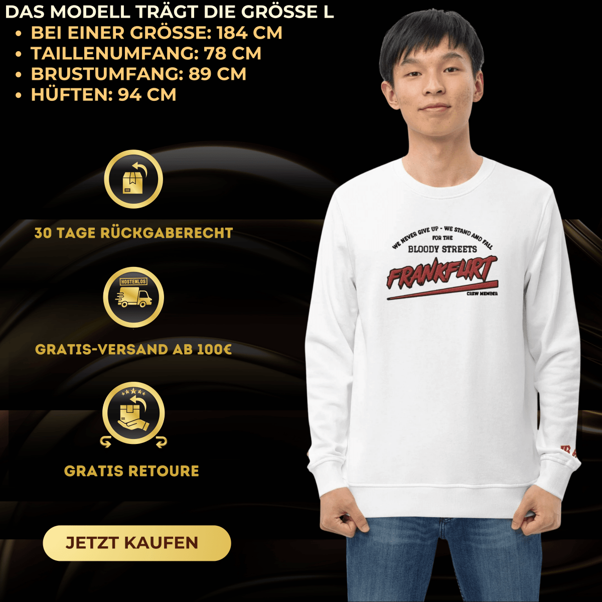 BS CITY Frankfurt Crew Member Red "Lady" Pullover - BLOODY - STREETS.DE Streetwear Herren und Damen Hoodies, T-Shirts, Pullis