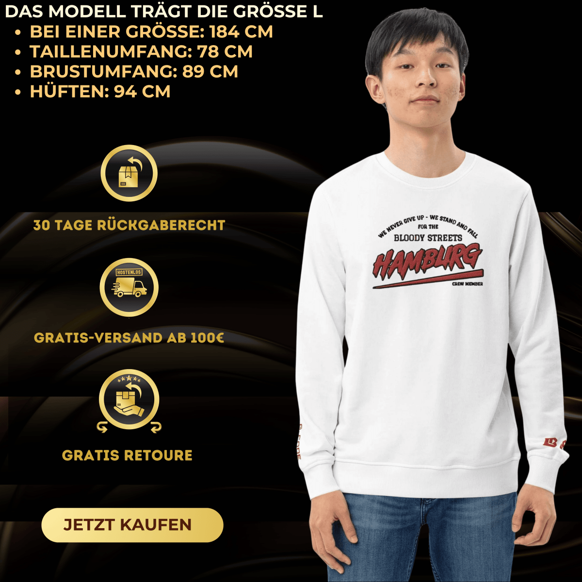BS CITY Hamburg Crew Member Red "Lady" Pullover - BLOODY - STREETS.DE Streetwear Herren und Damen Hoodies, T-Shirts, Pullis