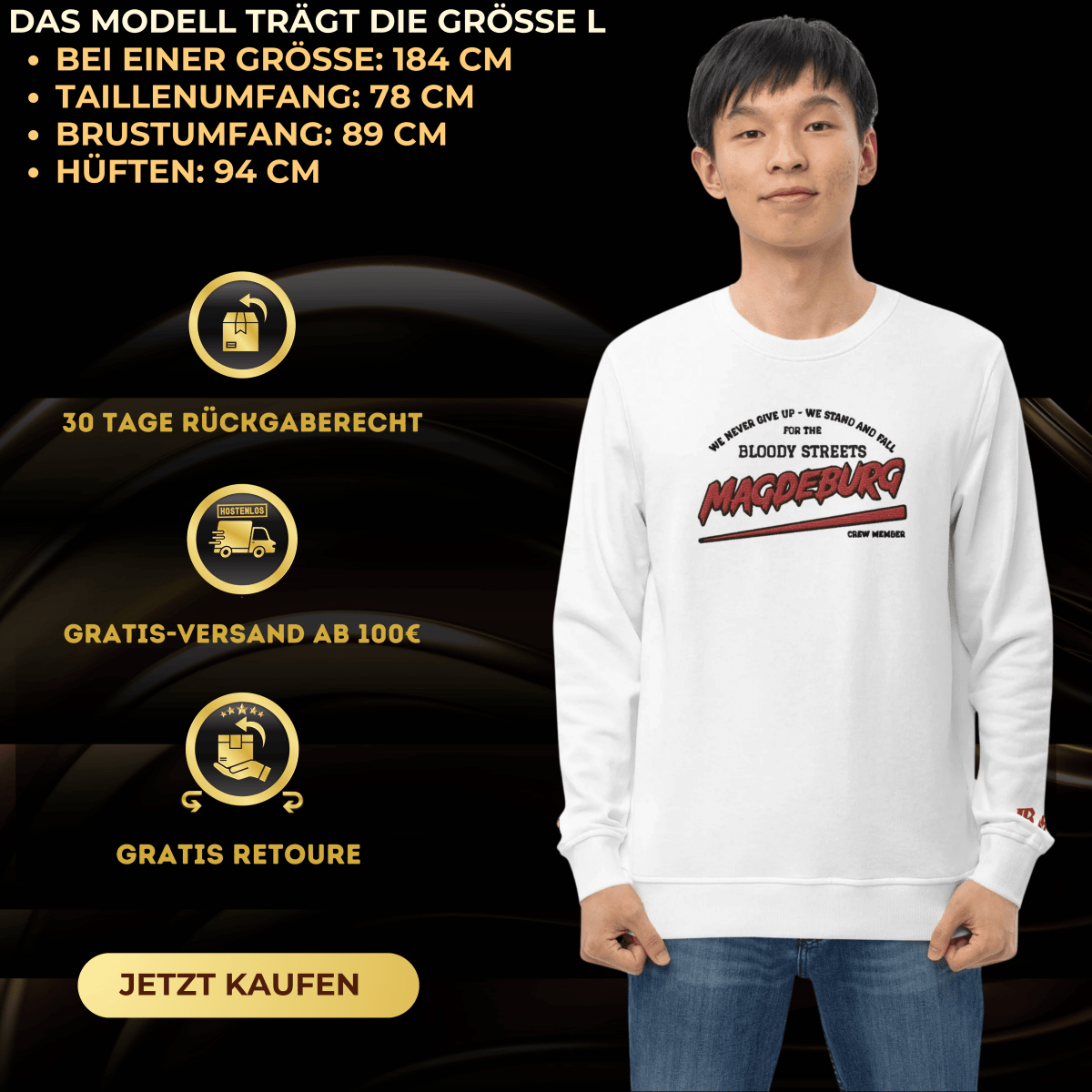 BS CITY Magdeburg Crew Member Red "G" Pullover - BLOODY - STREETS.DE Streetwear Herren und Damen Hoodies, T-Shirts, Pullis
