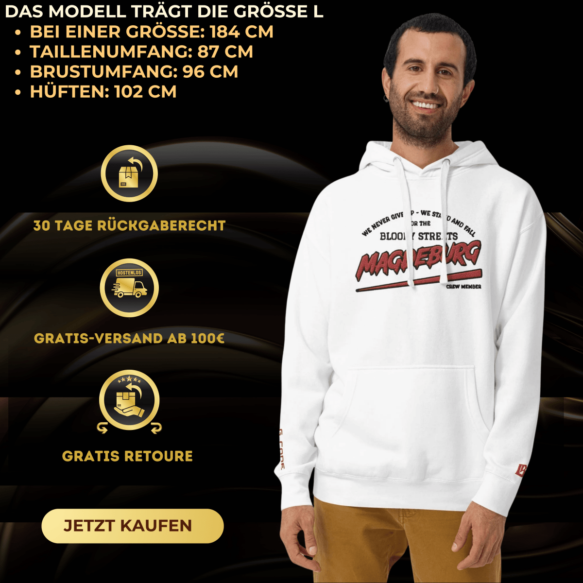 BS CITY Magdeburg Crew Member Red Lady Hoodie - BLOODY - STREETS.DE Streetwear Herren und Damen Hoodies, T-Shirts, Pullis