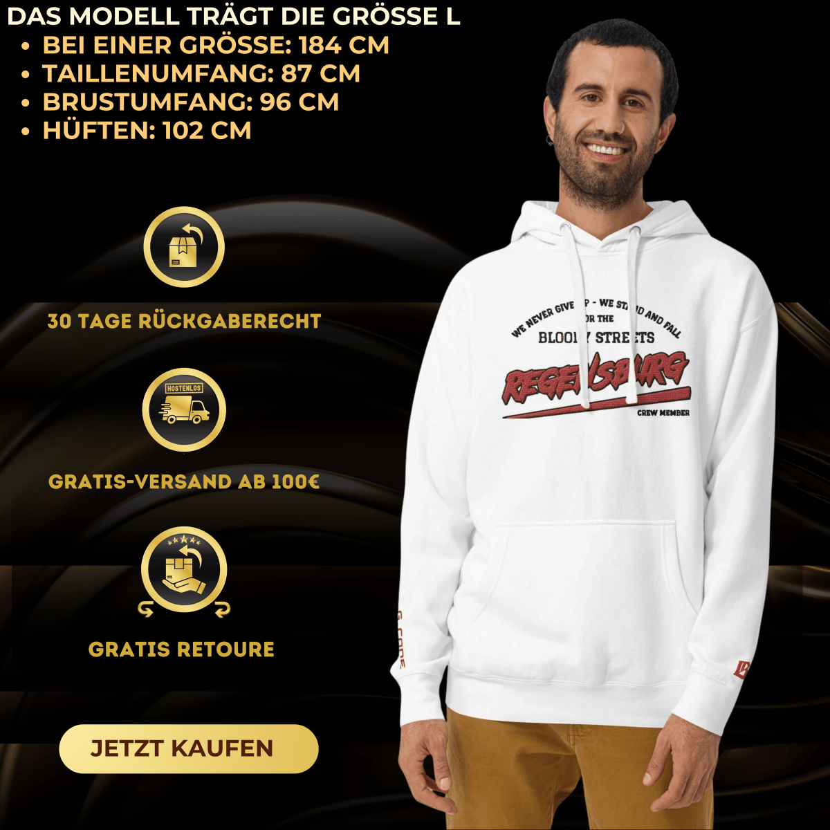 BS CITY Regensburg Crew Member Hoodie NEW VERS - BLOODY - STREETS.DE Streetwear Herren und Damen Hoodies, T-Shirts, Pullis