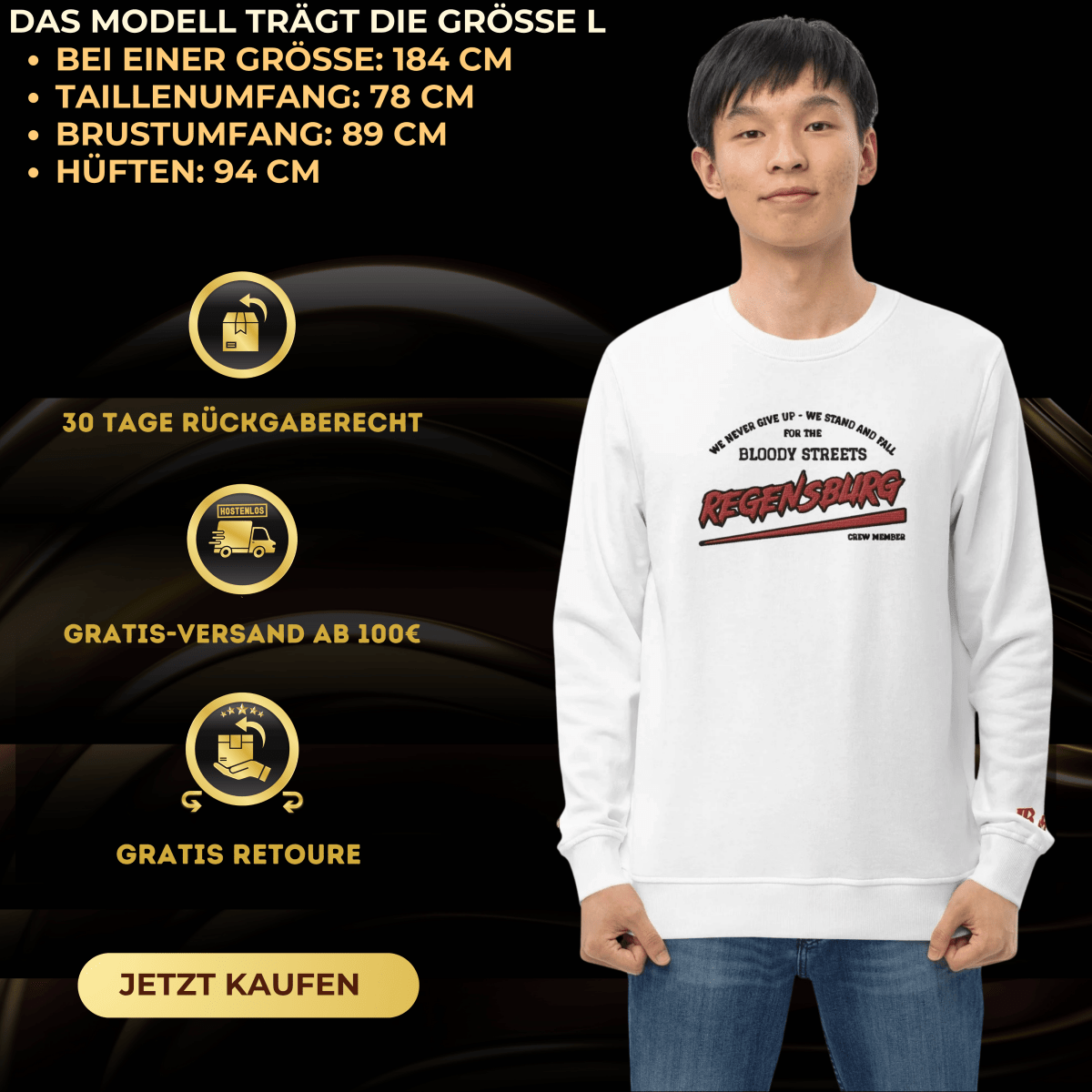 BS CITY Regensburg Crew Member Red "Lady" Pullover - BLOODY - STREETS.DE Streetwear Herren und Damen Hoodies, T-Shirts, Pullis