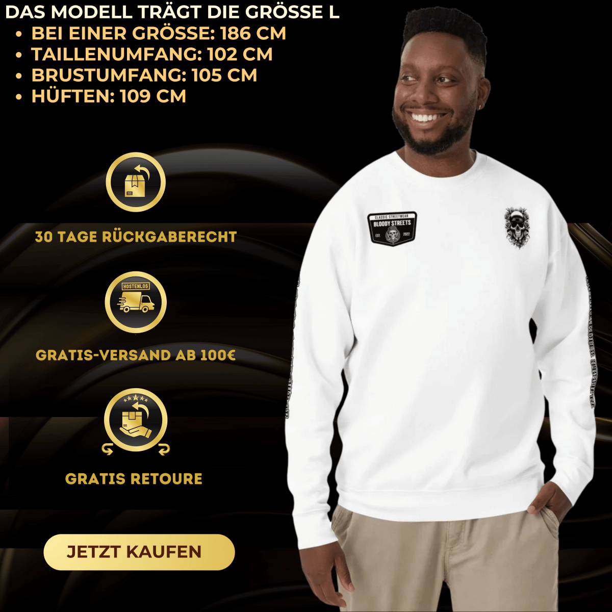 BS Classic Streetwear Pullover D - T - F - BLOODY - STREETS.DE Streetwear Herren und Damen Hoodies, T-Shirts, Pullis
