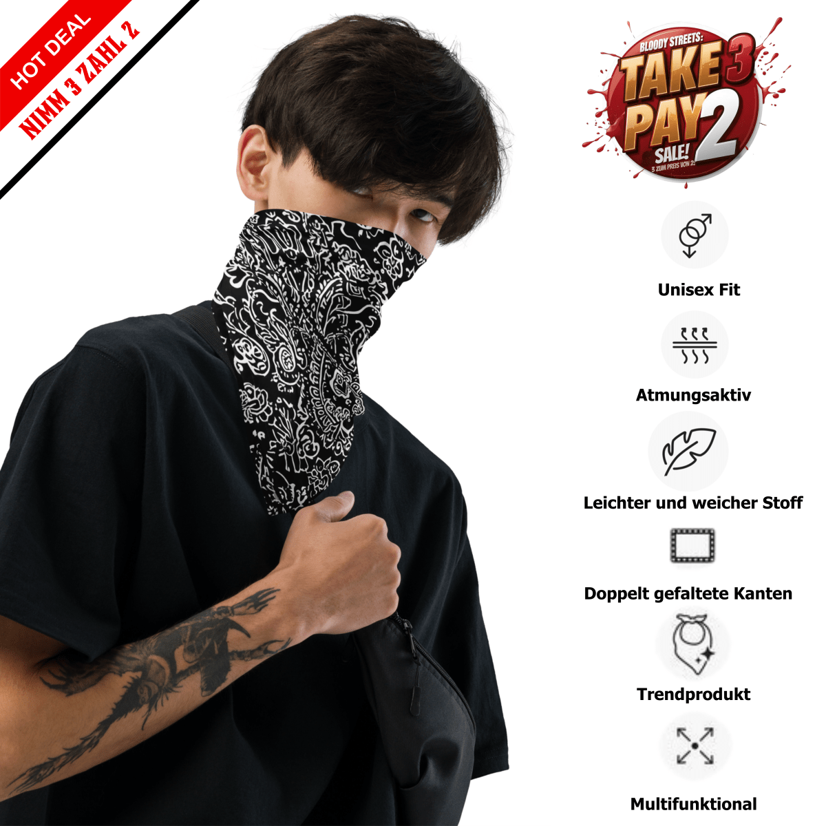 Classic Bandana Black Bloody Streets - BLOODY - STREETS.DE Streetwear Herren und Damen Hoodies, T-Shirts, Pullis