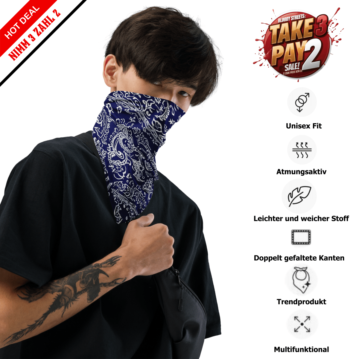 Classic Bandana Blue Bloody Streets - BLOODY - STREETS.DE Streetwear Herren und Damen Hoodies, T-Shirts, Pullis