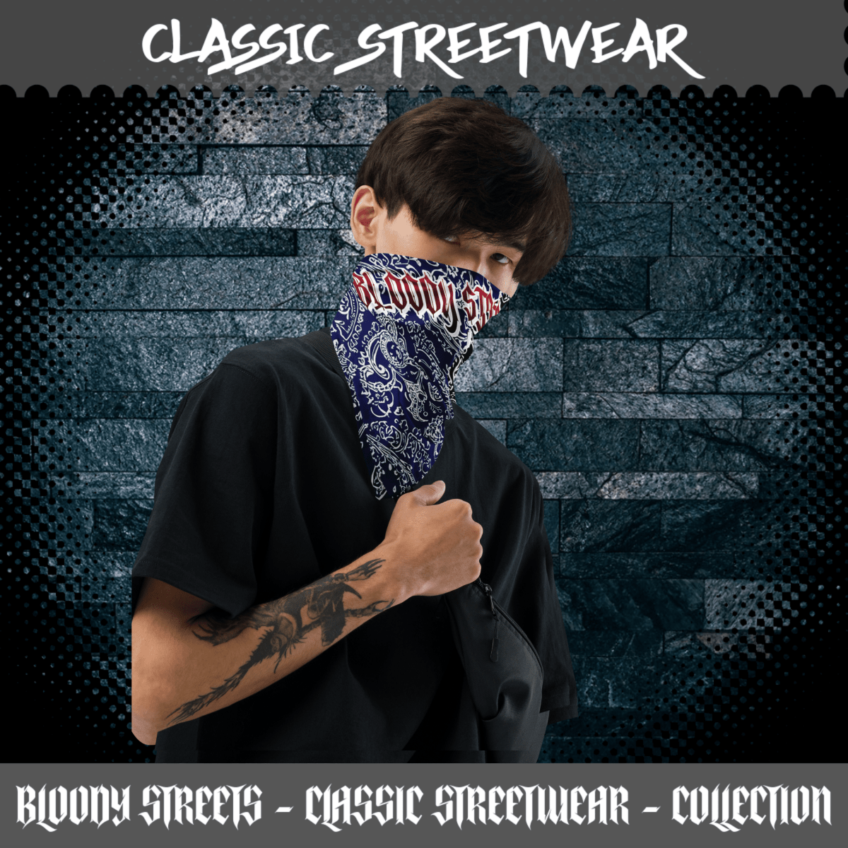 Classic Bandana Blue Bloody Streets Crew - BLOODY - STREETS.DE Streetwear Herren und Damen Hoodies, T-Shirts, Pullis