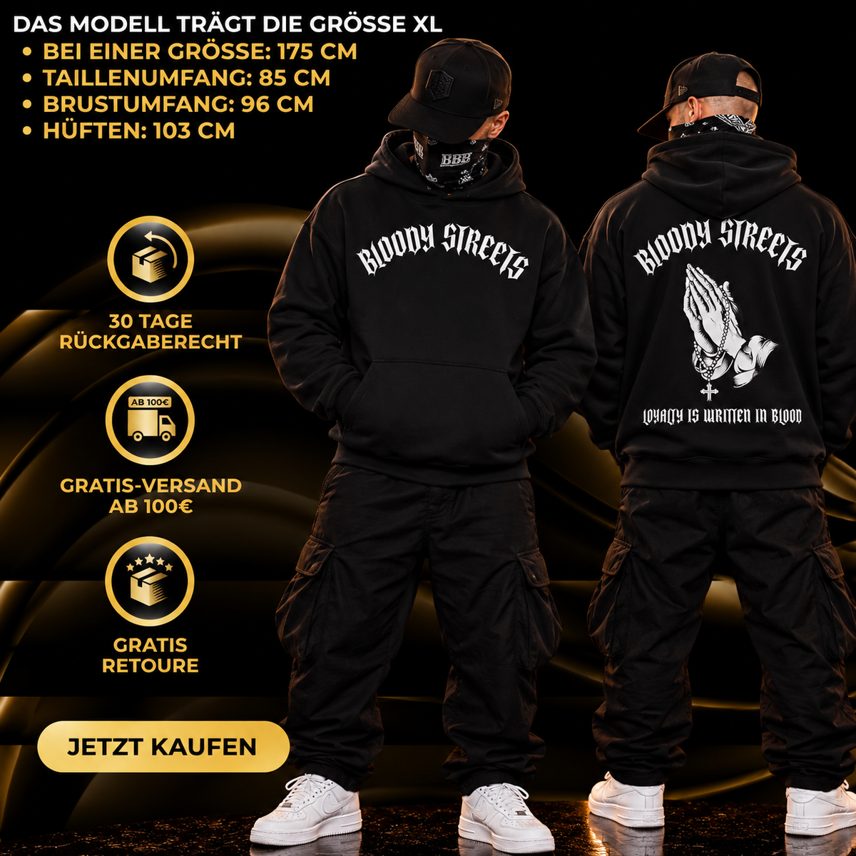 Oversize Hoodie Ohne Kordel BS333