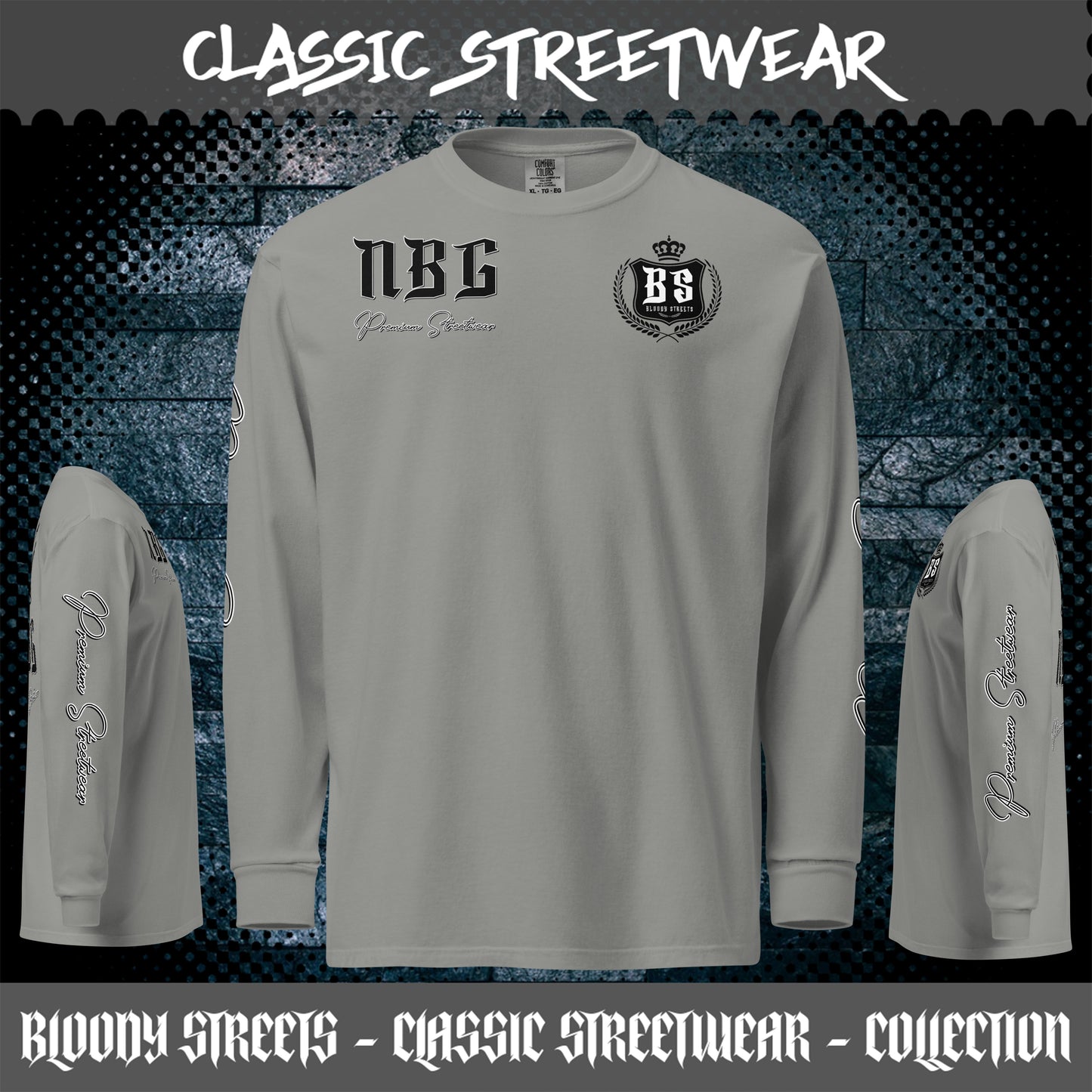 Streetwear Longsleeve "OGC" - Textilgefärbtes Schweres Langarmshirt