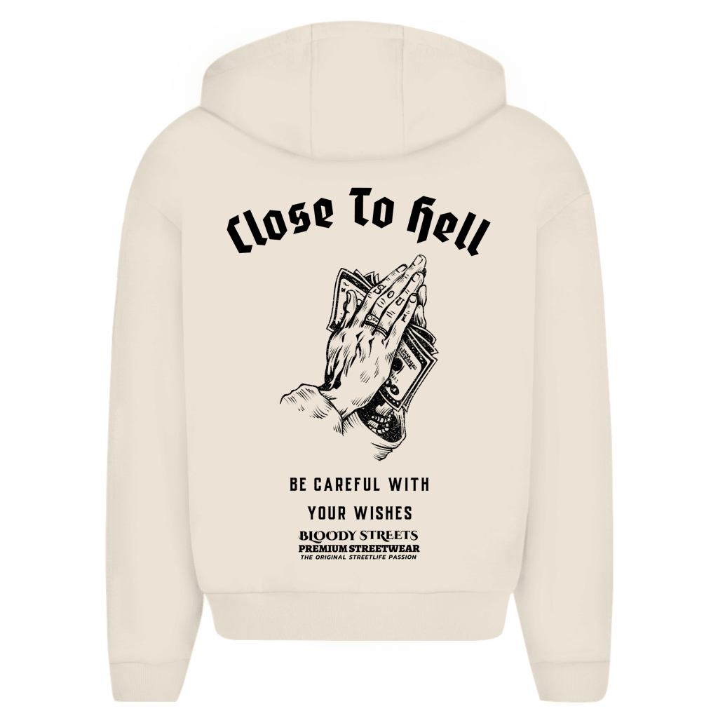 Herren Oversize Zipper Hoodie Dead Skull HOODIE beige - BLOODY - STREETS.DE Streetwear Herren und Damen Hoodies, T-Shirts, Pullis