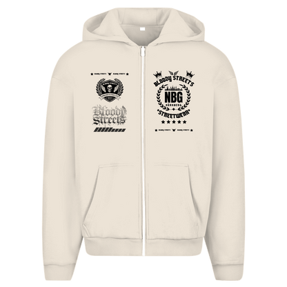 Herren Oversize Zipper Hoodie Dead Skull HOODIE beige - BLOODY - STREETS.DE Streetwear Herren und Damen Hoodies, T-Shirts, Pullis