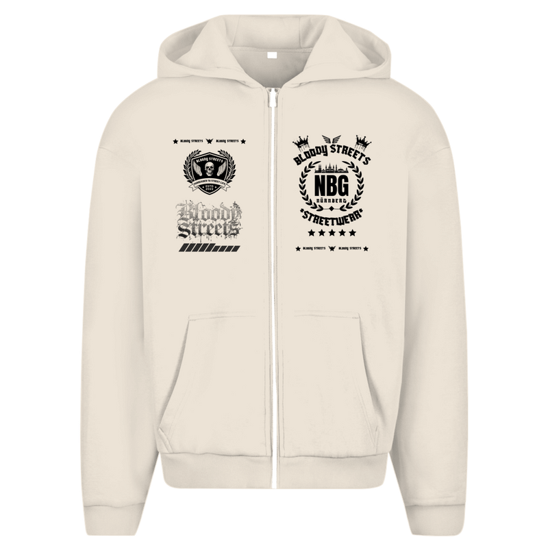 Herren Oversize Zipper Hoodie Dead Skull HOODIE beige - BLOODY - STREETS.DE Streetwear Herren und Damen Hoodies, T-Shirts, Pullis