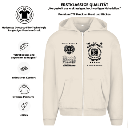 Herren Oversize Zipper Hoodie Dead Skull HOODIE beige - BLOODY - STREETS.DE Streetwear Herren und Damen Hoodies, T-Shirts, Pullis