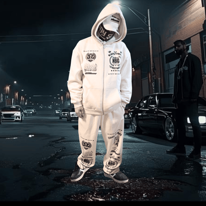 Herren Oversize Zipper Hoodie Dead Skull Jogginganzug beige - BLOODY - STREETS.DE Streetwear Herren und Damen Hoodies, T-Shirts, Pullis