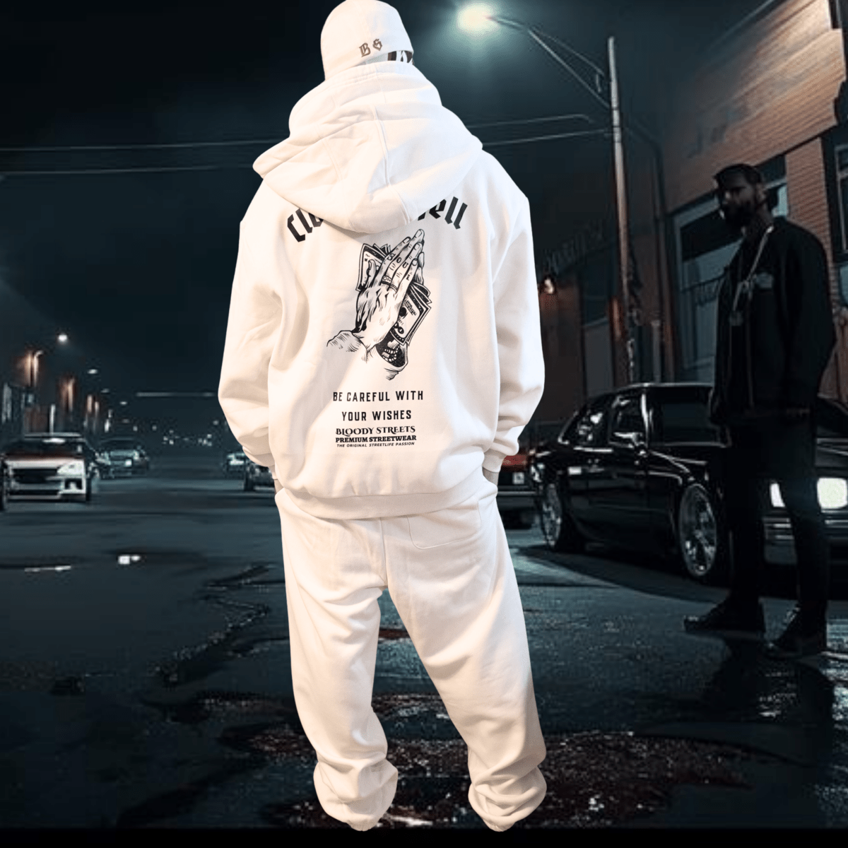 Herren Oversize Zipper Hoodie Dead Skull Jogginganzug beige - BLOODY - STREETS.DE Streetwear Herren und Damen Hoodies, T-Shirts, Pullis