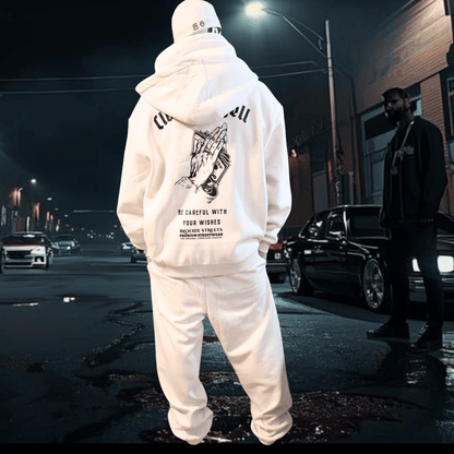 Herren Oversize Zipper Hoodie Dead Skull Jogginganzug beige - BLOODY - STREETS.DE Streetwear Herren und Damen Hoodies, T-Shirts, Pullis