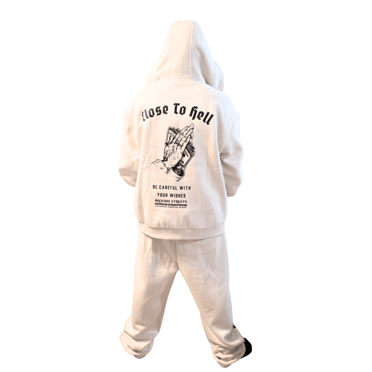 Herren Oversize Zipper Hoodie Dead Skull Jogginganzug beige - BLOODY - STREETS.DE Streetwear Herren und Damen Hoodies, T-Shirts, Pullis