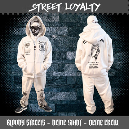 Herren Oversize Zipper Hoodie Dead Skull Jogginganzug beige - BLOODY - STREETS.DE Streetwear Herren und Damen Hoodies, T-Shirts, Pullis