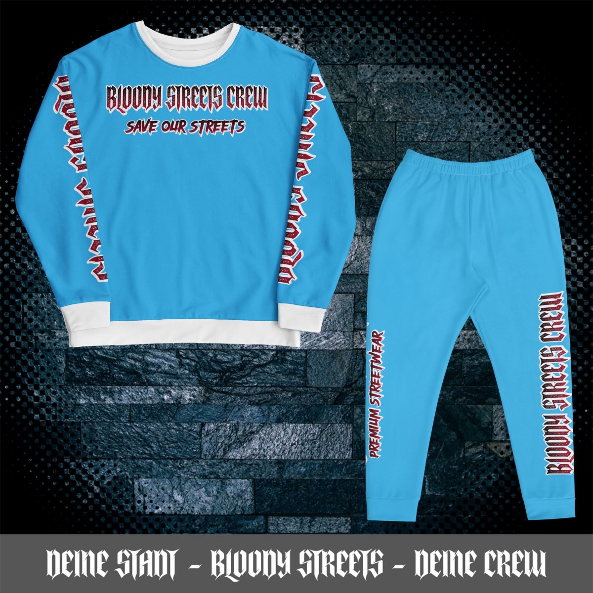 Jogginganzug Crew Member Blue V2 - BLOODY - STREETS.DE Streetwear Herren und Damen Hoodies, T-Shirts, Pullis