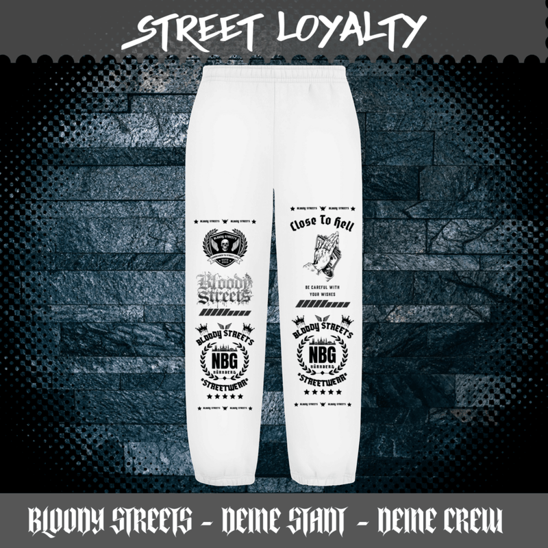 Oversize Fluffy Sweatpants Dead Skull weiß - BLOODY - STREETS.DE Streetwear Herren und Damen Hoodies, T-Shirts, Pullis