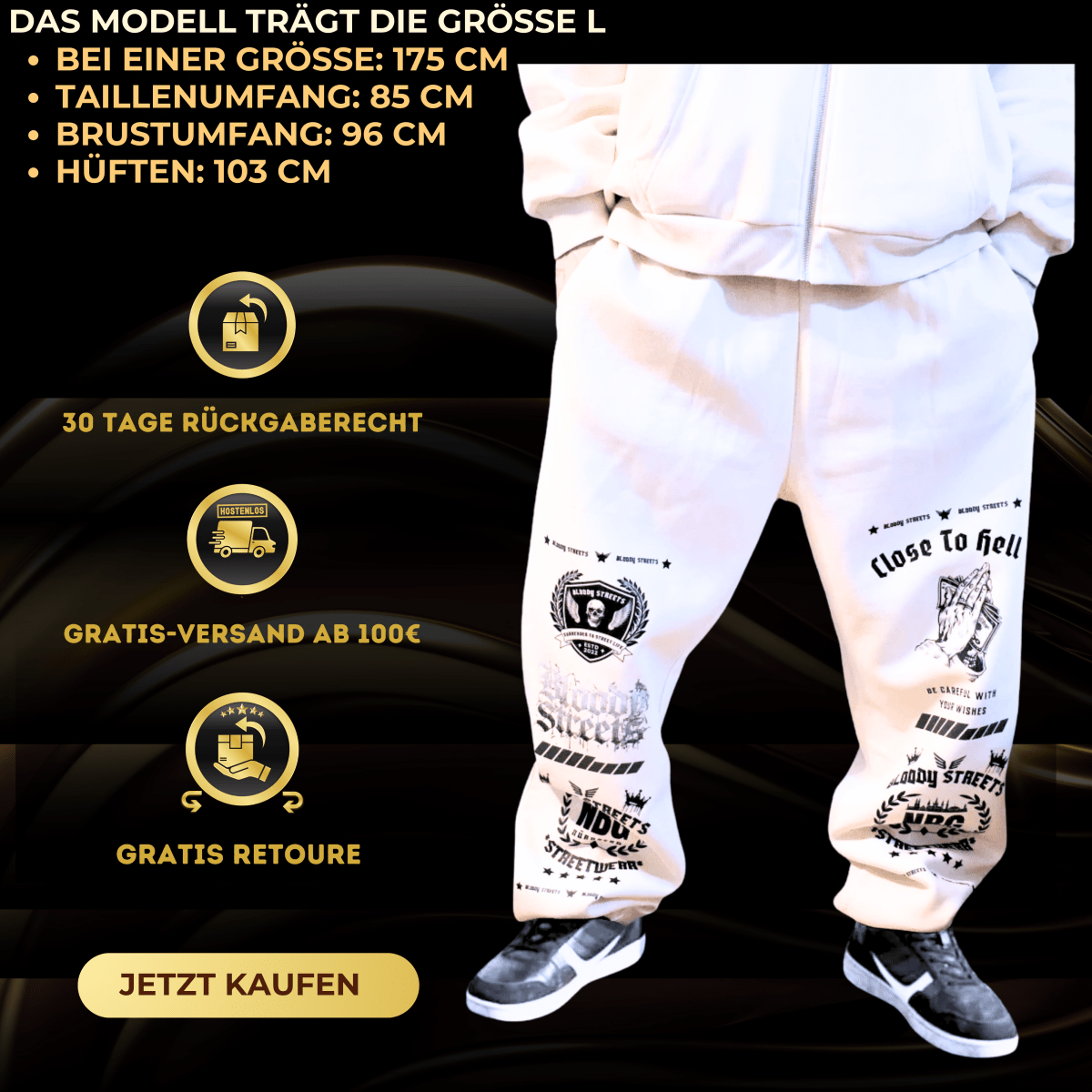 Oversize Fluffy Sweatpants Dead Skull weiß - BLOODY-STREETS.DE Streetwear Herren und Damen Hoodies, T-Shirts, Pullis