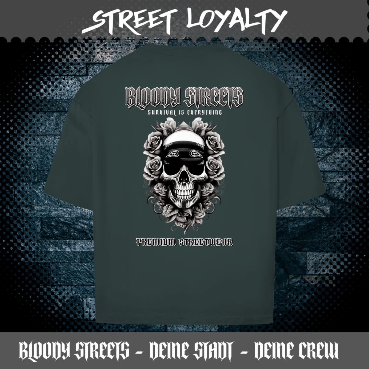 Oversize T-Shirt BS NÜRNBERG - BLOODY - STREETS.DE Streetwear Herren und Damen Hoodies, T-Shirts, Pullis