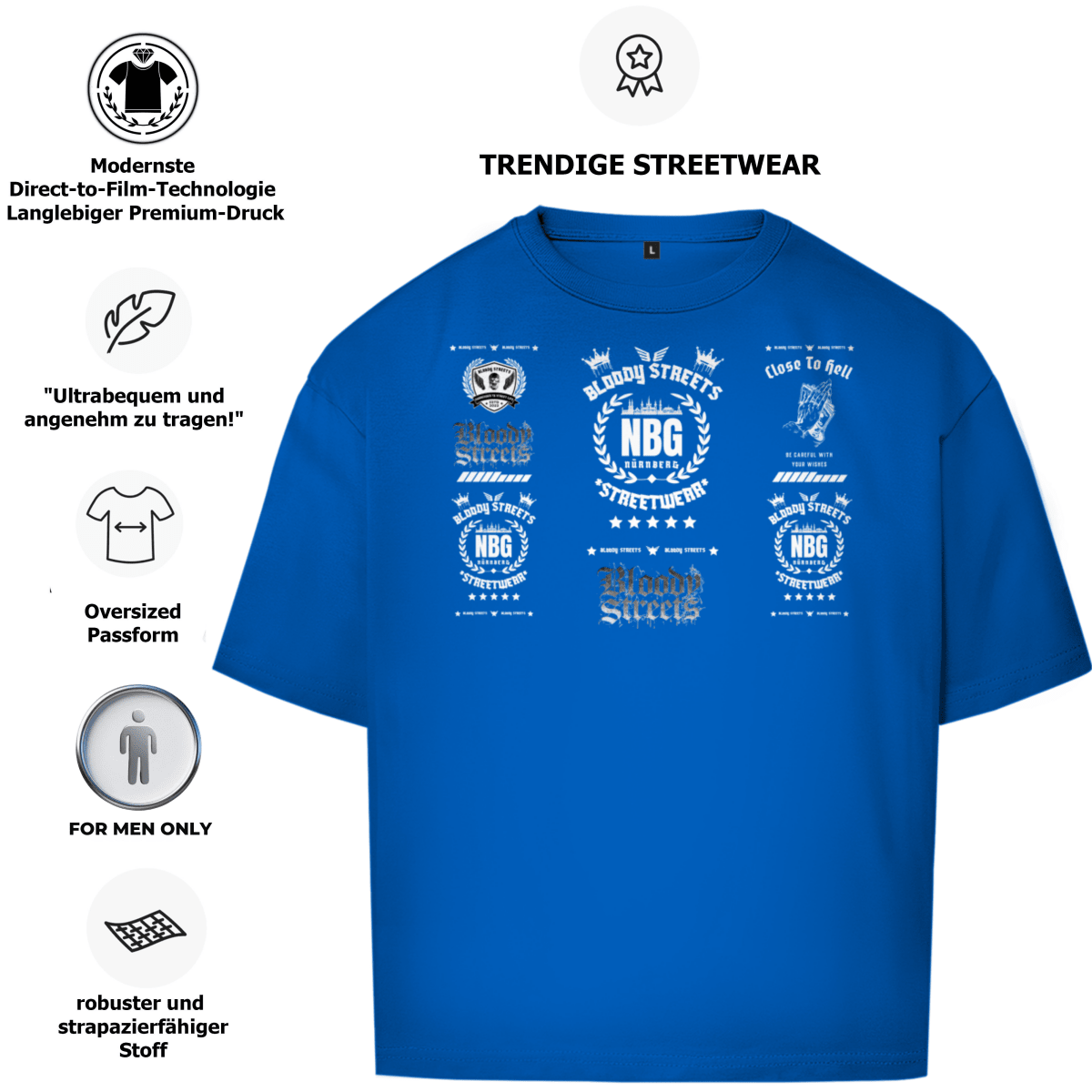 Oversize T-Shirt BS NÜRNBERG - BLOODY - STREETS.DE Streetwear Herren und Damen Hoodies, T-Shirts, Pullis