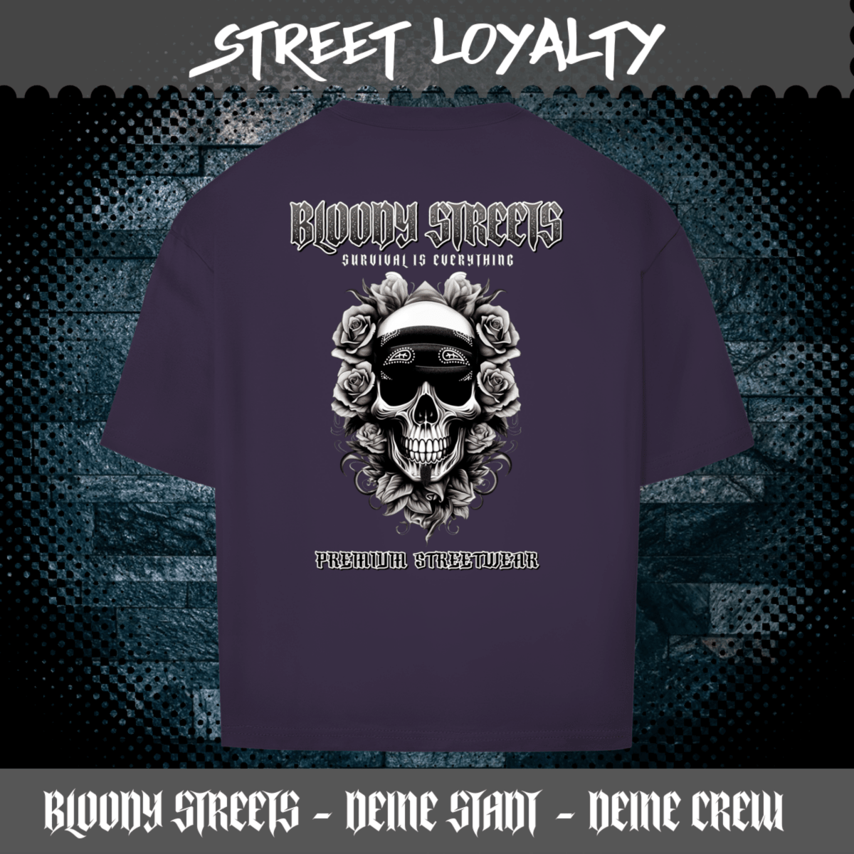 Oversize T-Shirt BS NÜRNBERG - BLOODY - STREETS.DE Streetwear Herren und Damen Hoodies, T-Shirts, Pullis