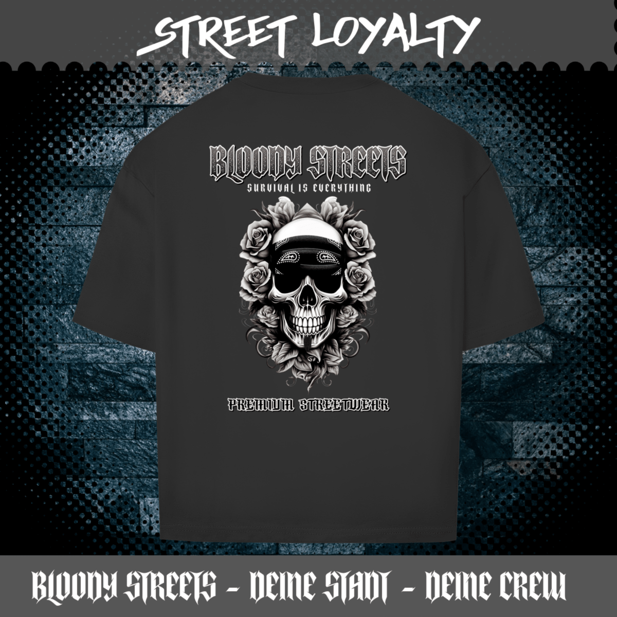 Oversize T-Shirt BS NÜRNBERG - BLOODY - STREETS.DE Streetwear Herren und Damen Hoodies, T-Shirts, Pullis