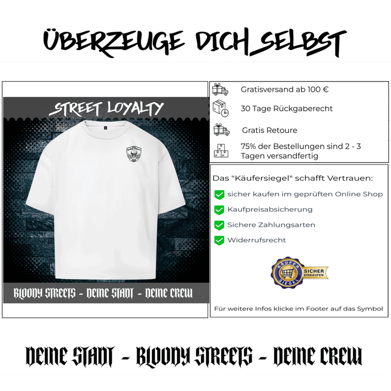 Oversize T-Shirt S.O.S. SAVE OUR STREETS BS - BLOODY - STREETS.DE Streetwear Herren und Damen Hoodies, T-Shirts, Pullis