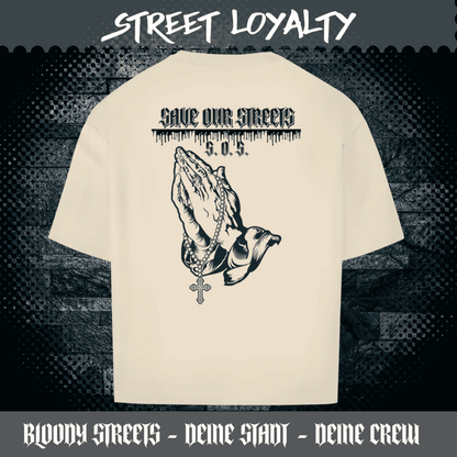 Oversize T-Shirt S.O.S. SAVE OUR STREETS BS - BLOODY - STREETS.DE Streetwear Herren und Damen Hoodies, T-Shirts, Pullis